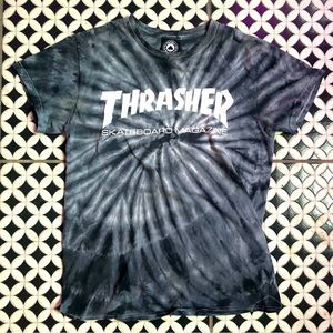 Thrasher Skateboard Magazine Tie Dye T-shirt Grey